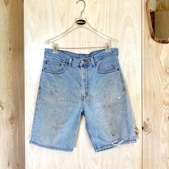 Vintage 34" Levis 505 Distressed Long Denim Jean Shorts. 80s 90s Y2K 2000s 00s. - Picture 2 of 11